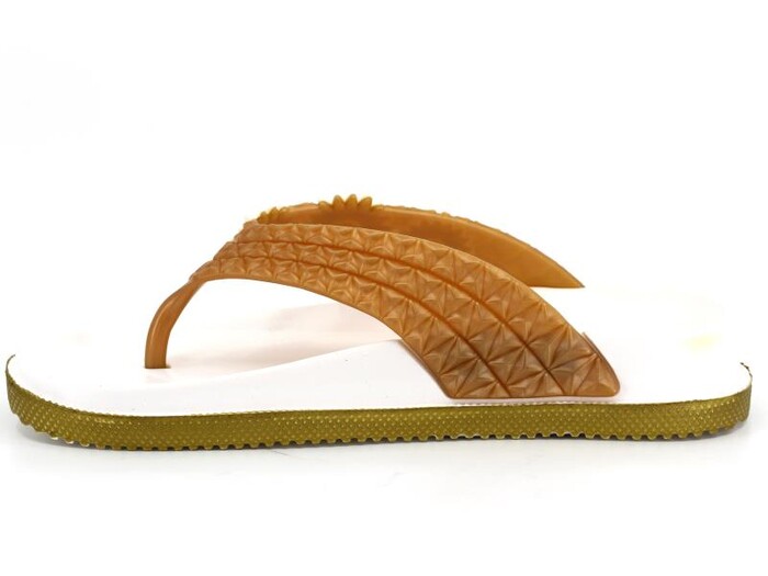 Calx Filet F610 Çiçekli Eva Parmak Arası Terlik Beyaz - Altın - Calx (1)