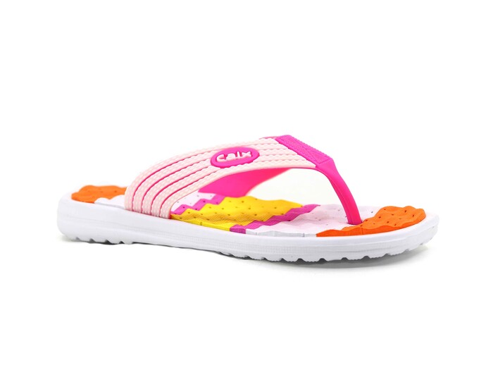 Calx Filet F660 Eva Parmak Arası Terlik Beyaz - Turuncu - Calx