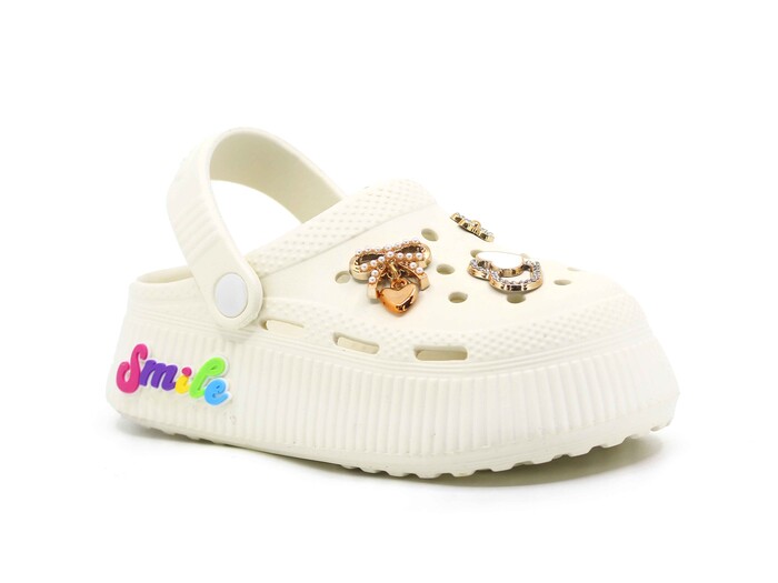 Calx Patik EP8130 Taşlı Eva Cross Terlik Krem - Calx