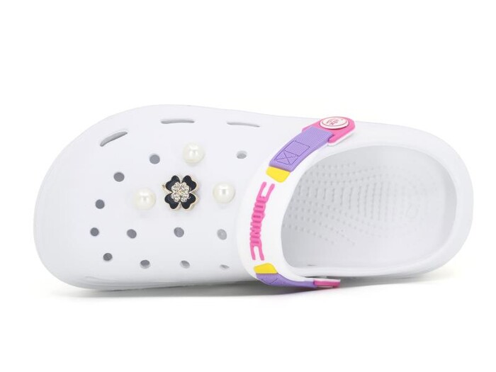 Calx Zenne EZ1165 Çiçekli Kelebekli Poşetli Eva Cross Terlik Beyaz - Calx (1)