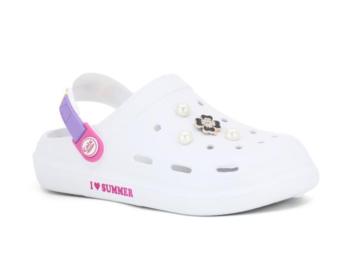 Calx Zenne EZ1165 Çiçekli Kelebekli Poşetli Eva Cross Terlik Beyaz - Calx