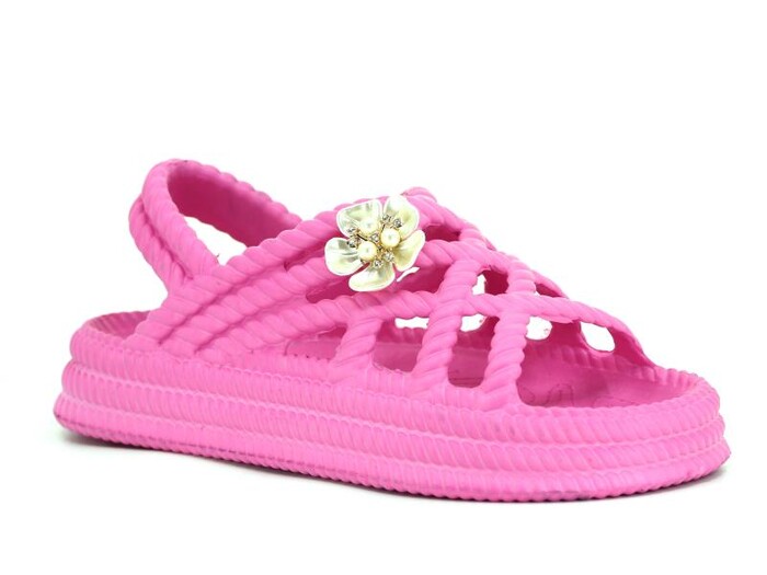 Calx Zenne EZ1270 Hasır Örgülü Eva Sandalet Fuşya - 1