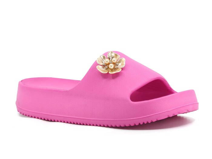 Calx Zenne EZ1290 Yzy Taşlı Lux Eva Terlik Fuşya - Calx