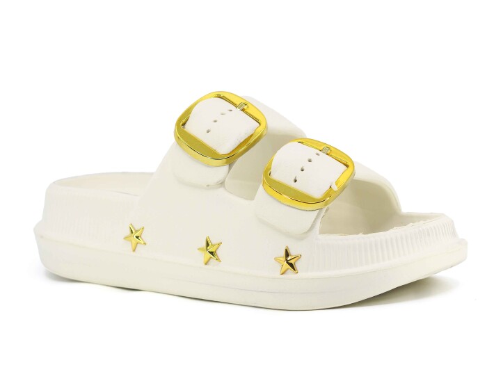 Calx Zenne EZ1340-1 Çift Toka Kutulu Lux Eva Terlik Krem - 1