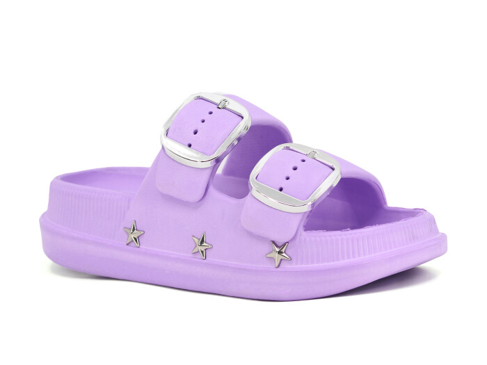 Calx Zenne EZ1340-1 Çift Toka Kutulu Lux Eva Terlik Mor - Calx