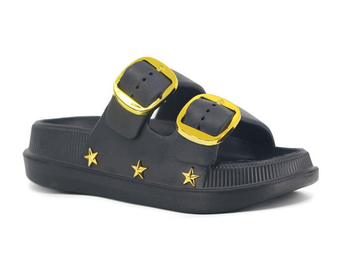 Calx Zenne EZ1340-1 Çift Toka Kutulu Lux Eva Terlik Siyah 