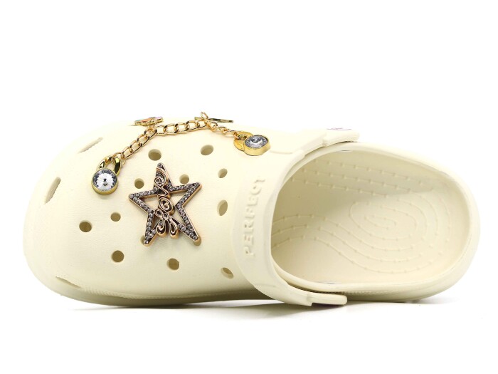 Calx Zenne EZ1345 Topuklu Eva Kutulu Cross Terlik Krem - 2
