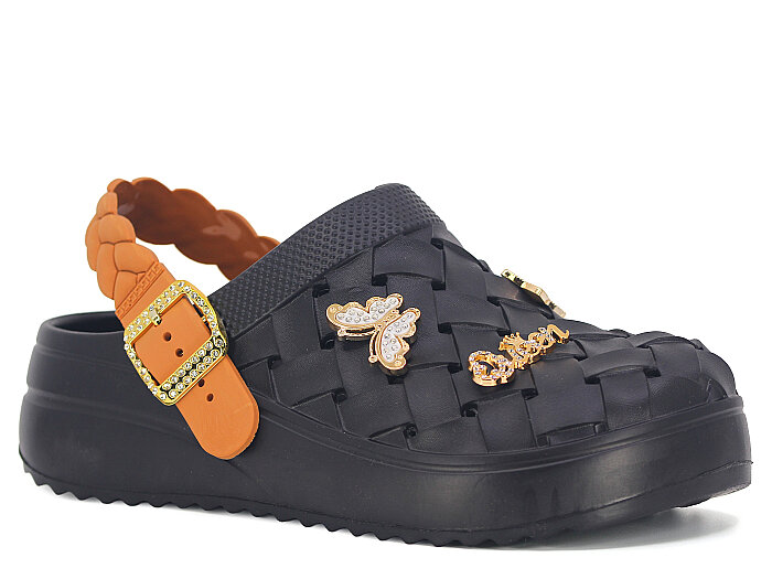 Calx Zenne EZ1350-2 Topuklu Eva Kutulu Cross Terlik Siyah - 1