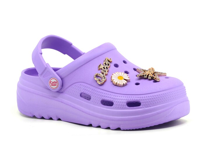 Calx Zenne EZ1355 Topuklu Eva Kutulu Cross Terlik Mor - Calx