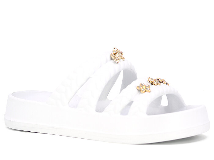 Calx Zenne EZ1440 Taşlı Lux Eva Terlik Beyaz - Calx