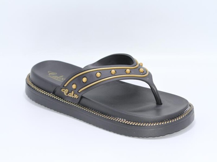 Calx Zenne Zt130 İncili Lux Parmak Arası Terlik Siyah - Calx