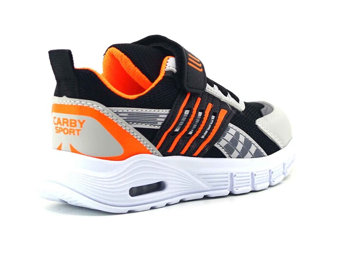 Carby Patik 138 Işıklı Anorak Spor Ayakkabı Siyah - Buz - Turuncu