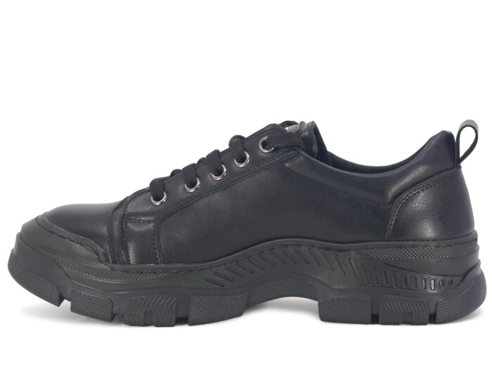 Çınar Zenne Bağcıklı Cilt Spor Ayakkabı Siyah - 2