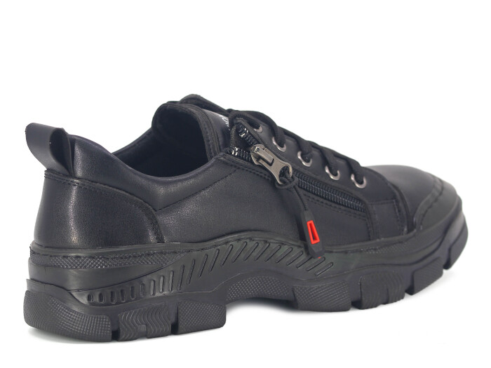 Çınar Zenne Bağcıklı Cilt Spor Ayakkabı Siyah - 3