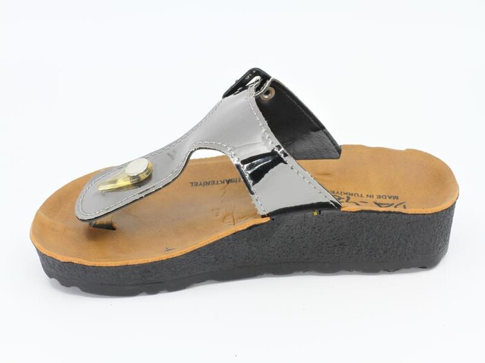 Daye Filet 7404 Birken Lame Parmak Arası Terlik Platin - Daye (1)