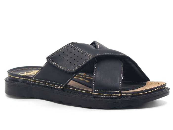 Daye Merdane B-2209 Baron Çapraz Monta Kutulu Günlük Terlik Siyah - Daye