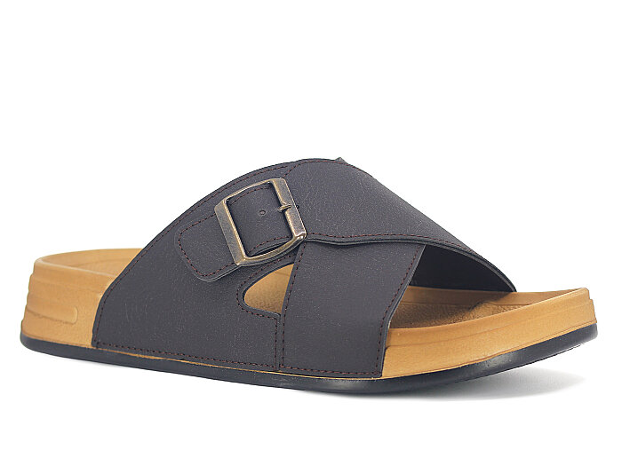 Daye Merdane B-6901 Çapraz Monta Kutulu Günlük Terlik Kahve - 1