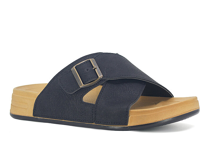 Daye Merdane B-6901 Çapraz Monta Kutulu Günlük Terlik Siyah - Daye