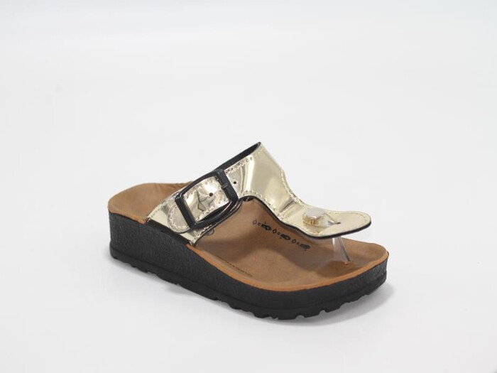 Daye Patik 8504 Birken Lame Parmak Arası Terlik Altın - Daye
