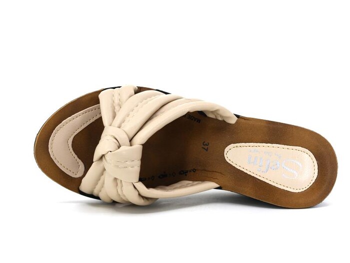 Daye Zenne 22216 Selin Yüksek Topuk Kutulu Günlük Terlik Bej - Daye (1)