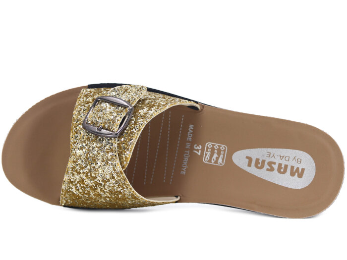 Daye Zenne 27326 Masal Tek Toka Poşetli Günlük Terlik Altın - 2