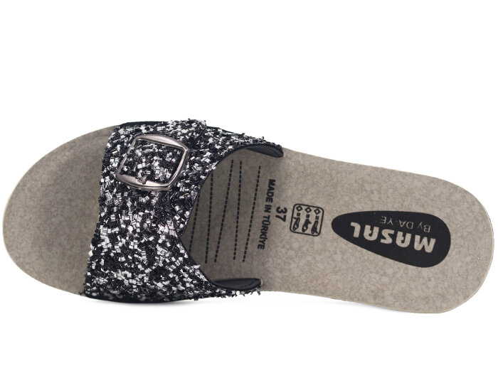 Daye Zenne 27326 Masal Tek Toka Poşetli Günlük Terlik Gümüş - 2