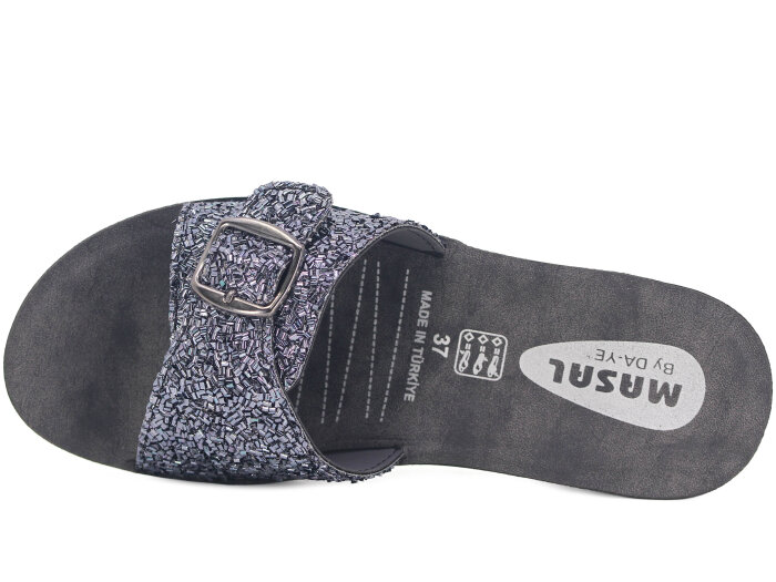 Daye Zenne 27326 Masal Tek Toka Poşetli Günlük Terlik Platin - 2