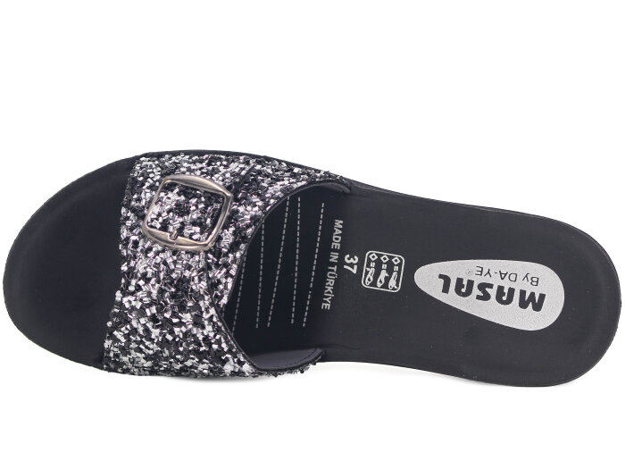 Daye Zenne 27326 Masal Tek Toka Poşetli Günlük Terlik Siyah - Gümüş - 2