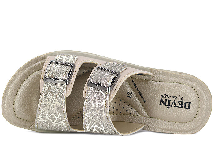 Daye Zenne 27531 Devin Çift Toka Kutulu Günlük Terlik Altın - Daye (1)