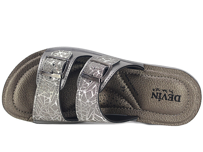 Daye Zenne 27531 Devin Çift Toka Kutulu Günlük Terlik Platin - Daye (1)