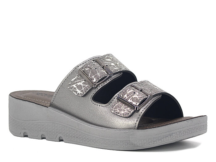 Daye Zenne 27531 Devin Çift Toka Kutulu Günlük Terlik Platin - Daye