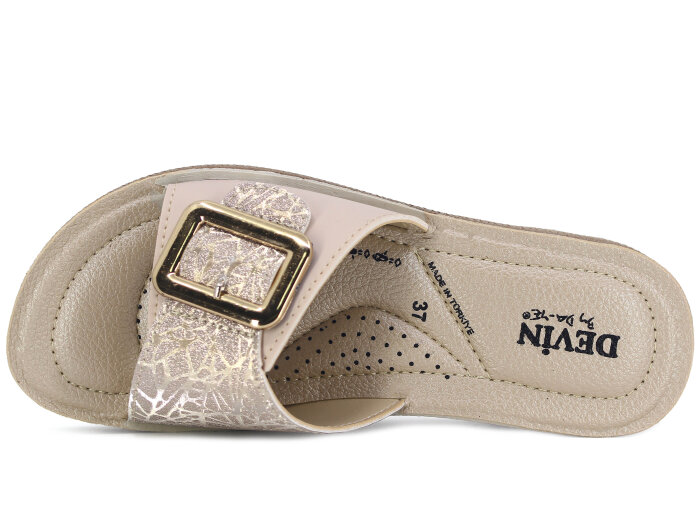 Daye Zenne 27533 Devin Tek Toka Kutulu Günlük Terlik Altın - Daye (1)