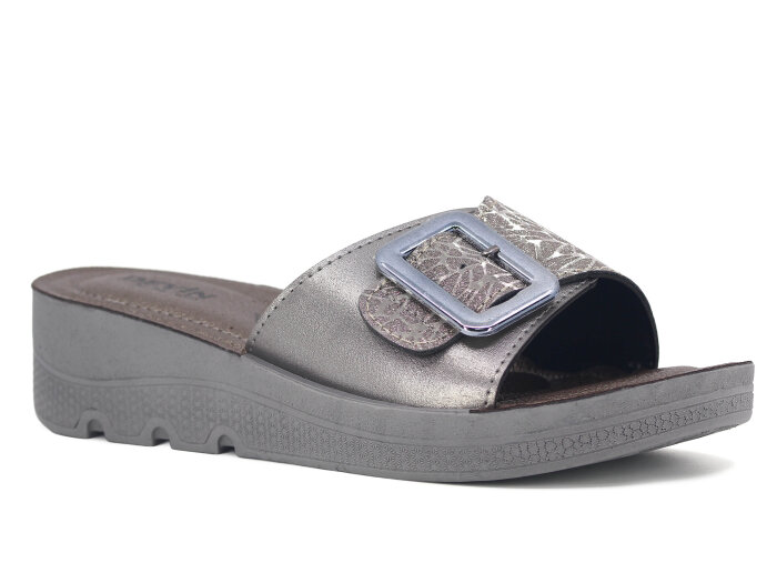 Daye Zenne 27533 Devin Tek Toka Kutulu Günlük Terlik Platin - Daye