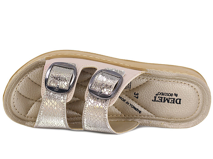 Daye Zenne 27603 Çift Toka Günlük Terlik Altın - Daye (1)