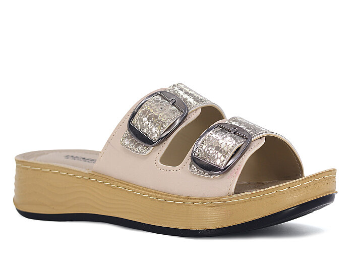 Daye Zenne 27603 Çift Toka Günlük Terlik Altın - 1