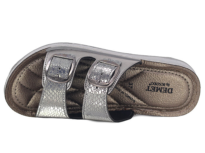 Daye Zenne 27603 Çift Toka Günlük Terlik Platin - Daye (1)