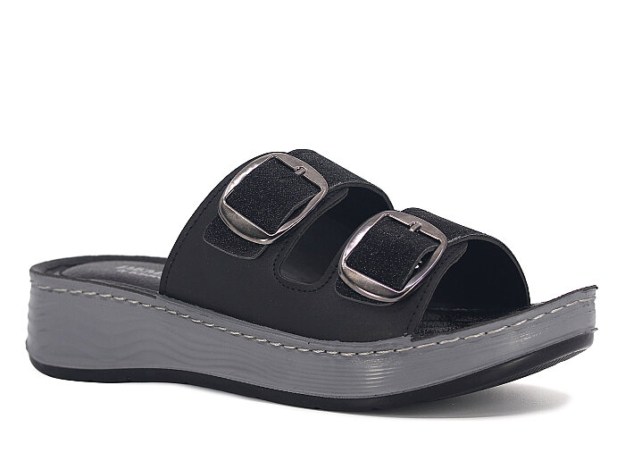 Daye Zenne 27603 Çift Toka Günlük Terlik Siyah - Daye