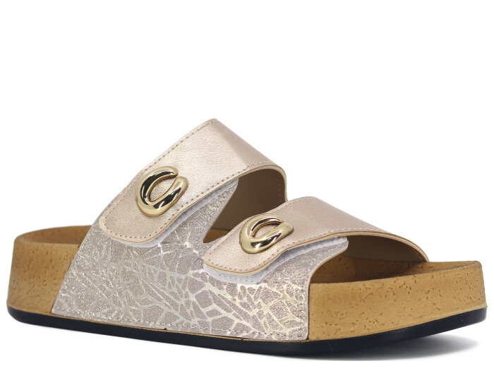 Daye Zenne 8201 Boscado Çift Toka Mantar Taban Kutulu Günlük Terlik Altın - 1