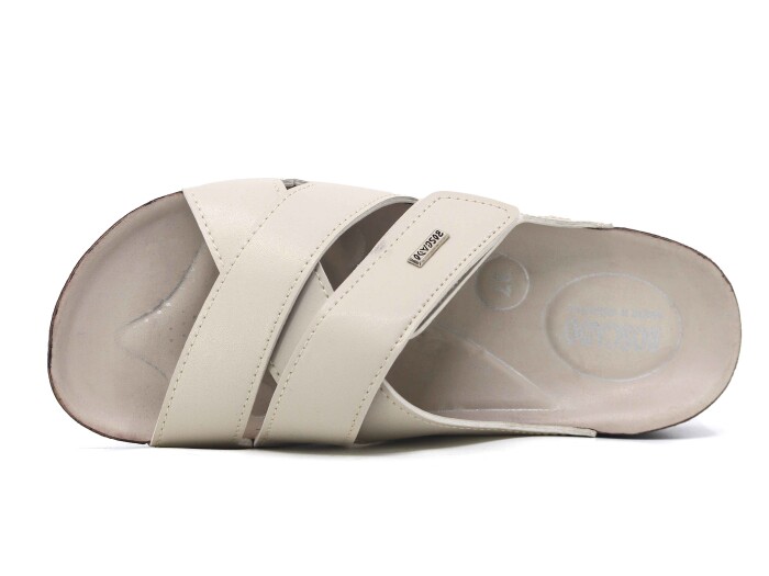 Daye Zenne B-3106 Çapraz Cırtlı Monta Soft Kutulu Günlük Terlik Bej - Daye (1)