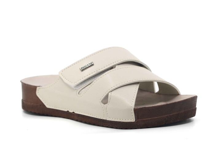 Daye Zenne B-3106 Çapraz Cırtlı Monta Soft Kutulu Günlük Terlik Bej - Daye