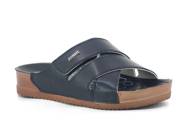 Daye Zenne B-3106 Çapraz Cırtlı Monta Soft Kutulu Günlük Terlik Siyah - Daye