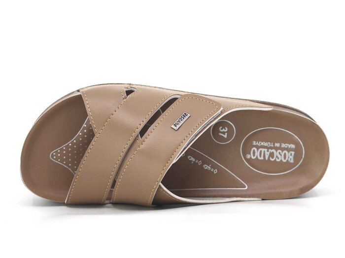 Daye Zenne B-3106 Çapraz Cırtlı Monta Soft Kutulu Günlük Terlik Vizon - Daye (1)