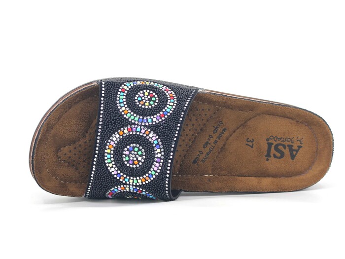 Daye Zenne B-4308 Asi Taşlı Düz Yüz Monta Soft Kutulu Günlük Terlik Siyah - Daye (1)