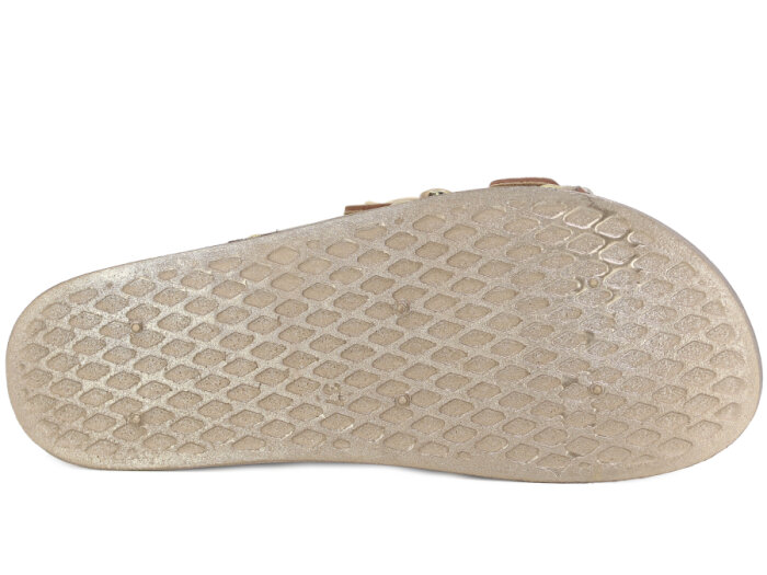 Demir Zenne Linna L-250 Çift Toka Taşlı Günlük Terlik Altın - 3