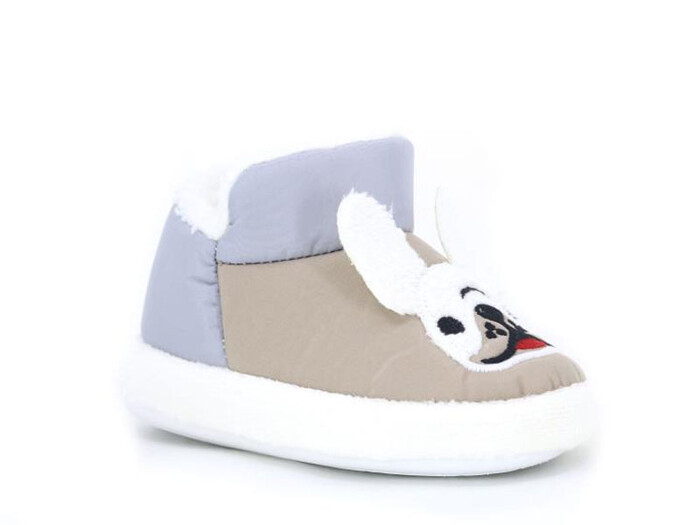 Doktor Patik 2024 Baskılı Hayvanlı Panduf Köpekli Gri - Camel - 1