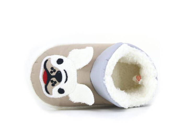 Doktor Patik 2024 Baskılı Hayvanlı Panduf Köpekli Gri - Camel - 2