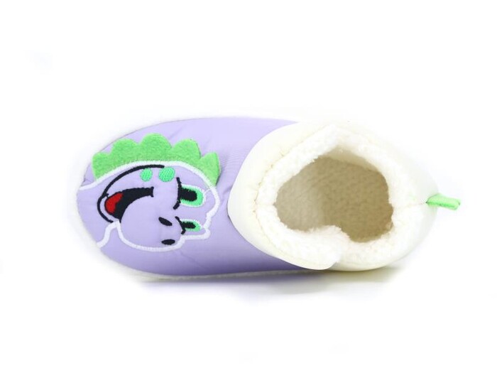 Doktor Patik 2024 Baskılı Hayvanlı Panduf Dinozorlu Krem Lila - Doktor (1)