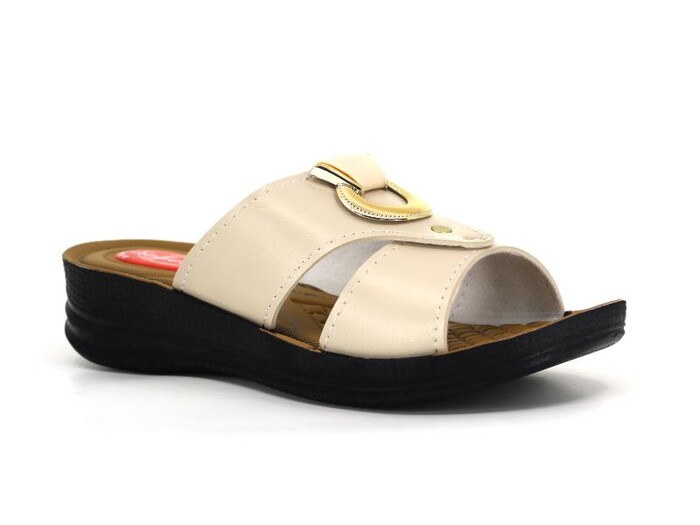 Efe Zenne 608 Pedli Poşetli Günlük Terlik Krem - 1