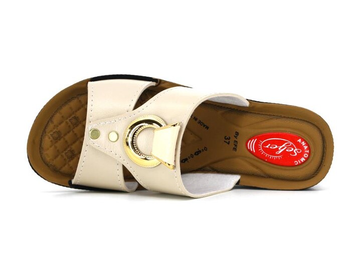 Efe Zenne 608 Pedli Poşetli Günlük Terlik Krem - 2