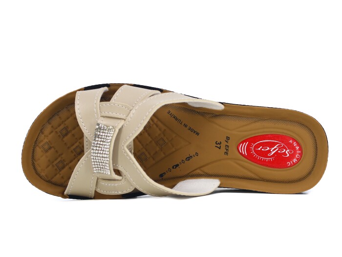 Efe Zenne 626 Pedli Poşetli Günlük Terlik Krem - Efe (1)